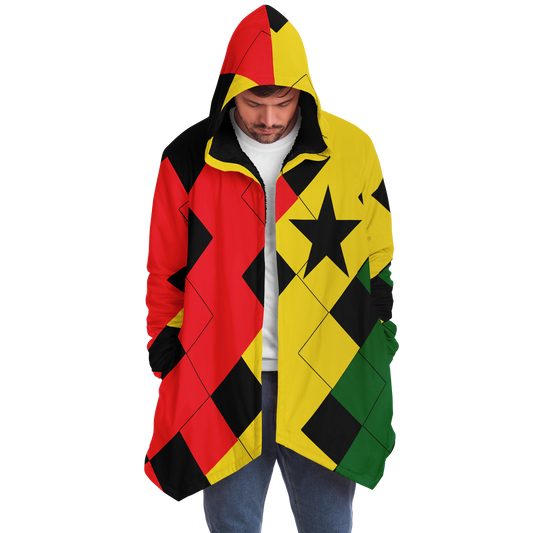 Men's Red Yellow Green and Black Stars Microfleece Cloak