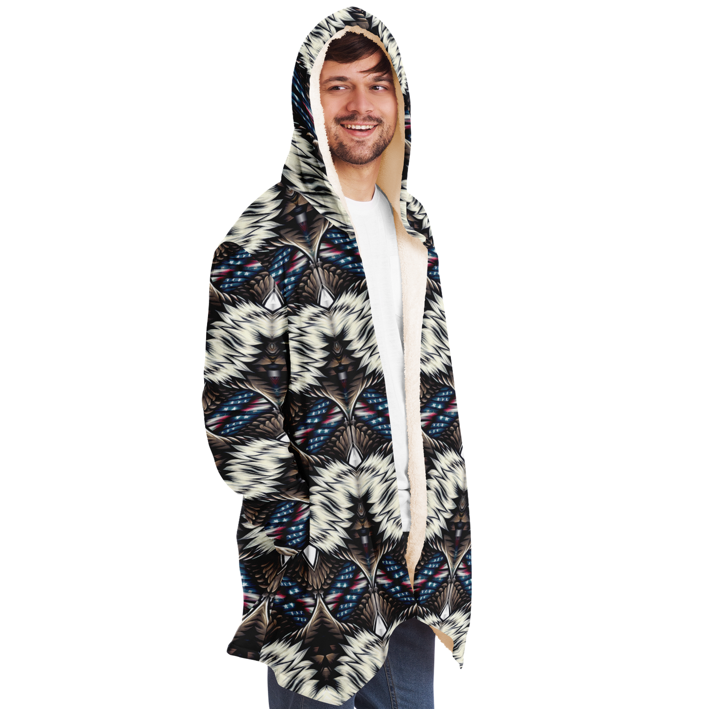 Men's Geometric Tribal Pattern All Over Print Microfleece Cloak
