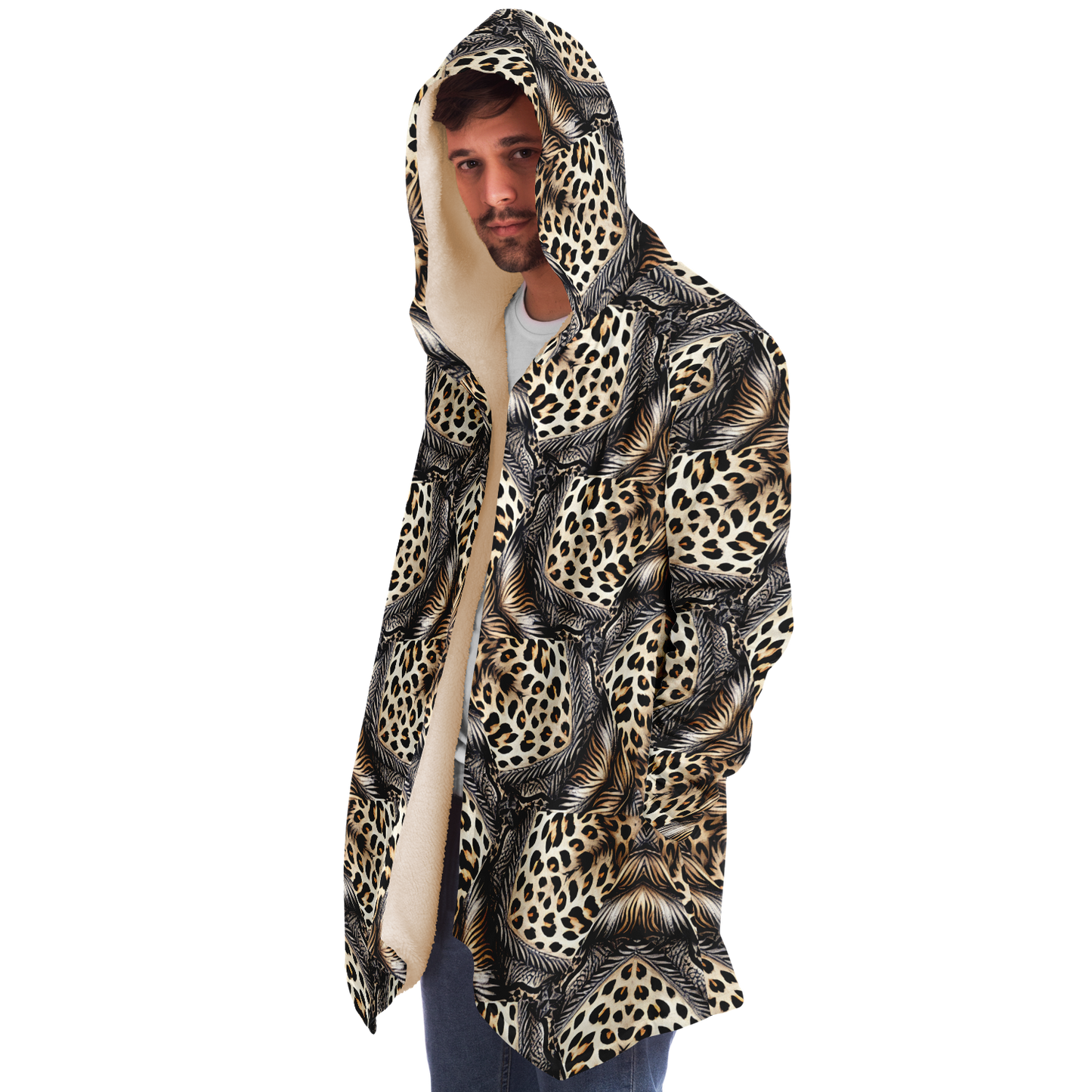 Men's Kaleidoscope Leopard Pattern All-Over Print Microfleece Cloak