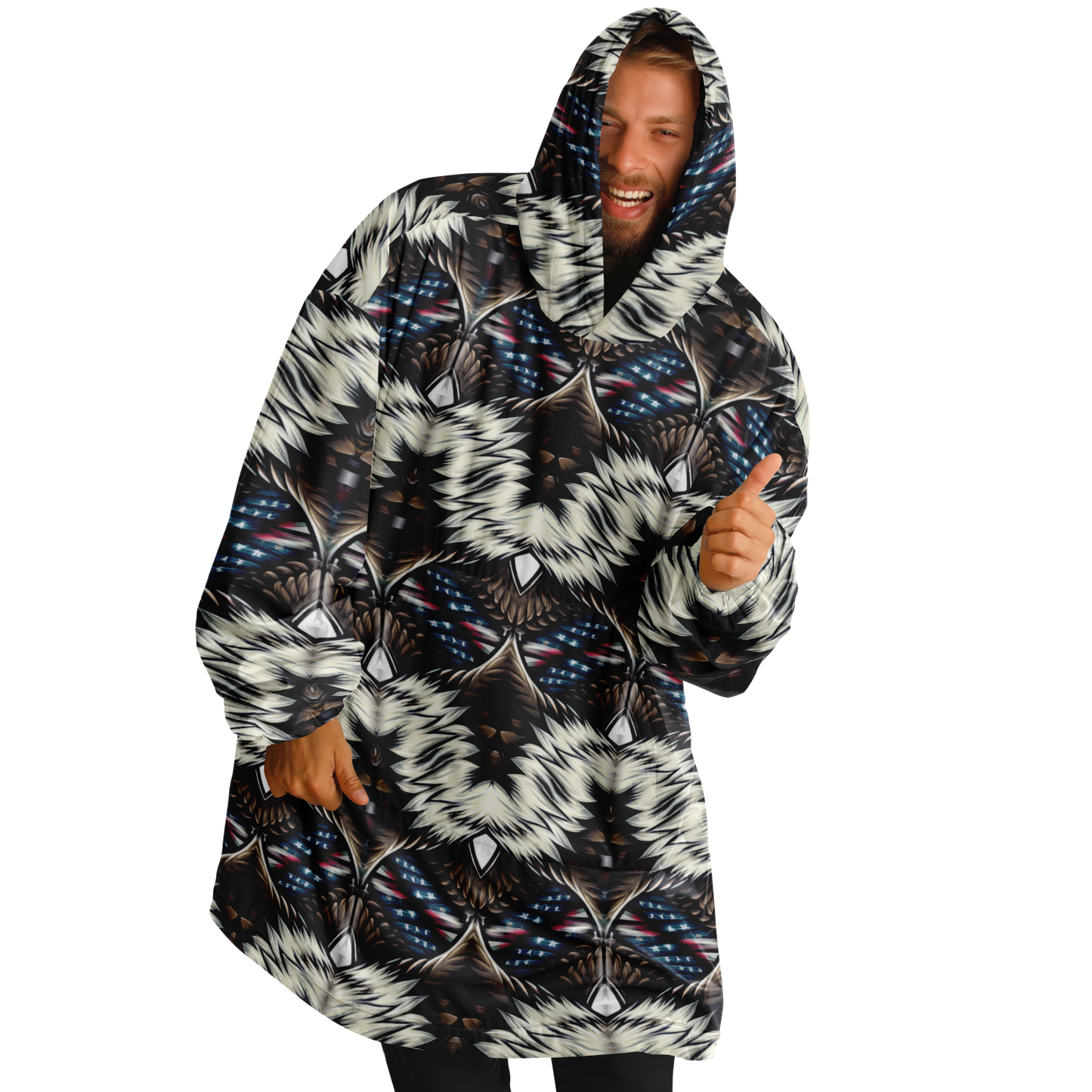 Men's Geometric Tribal Pattern All Over Print Snug Hoodie