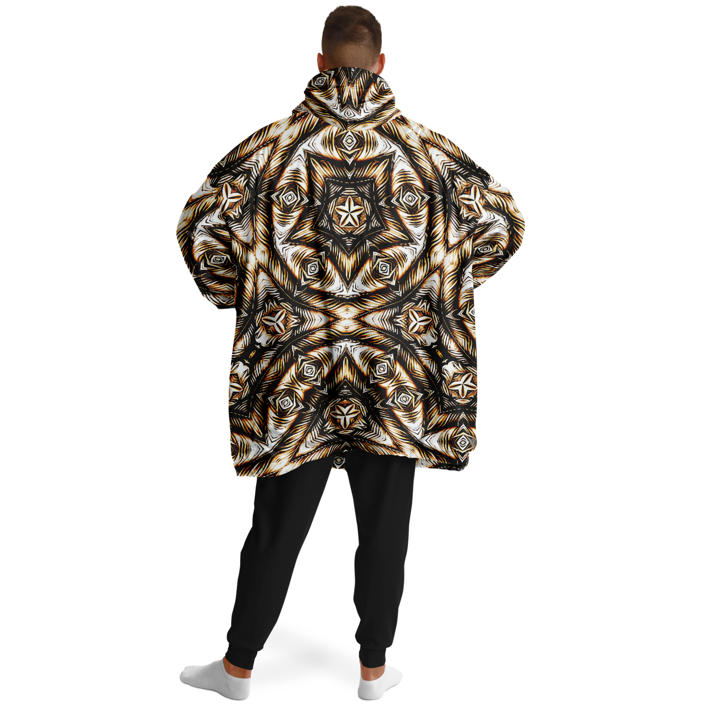 Men's Geometric Pattern All-Over Print Snug Hoodie