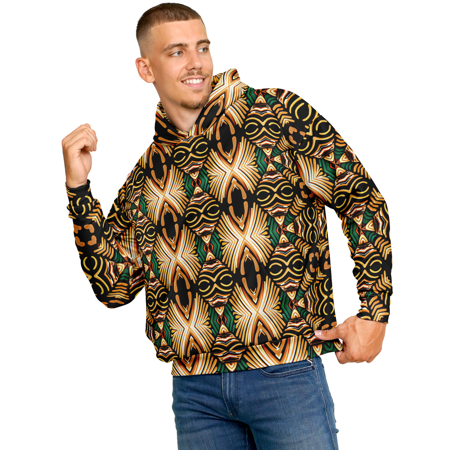 Men's Tribal Geometric Print Heavyweight Oversized Hoodie
