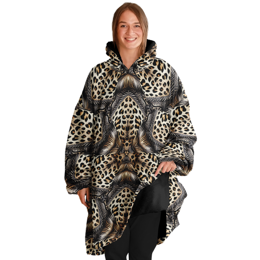 Women's Kaleidoscope Leopard  Pattern All-Over Print Snug Hoodie Snug Hoodie