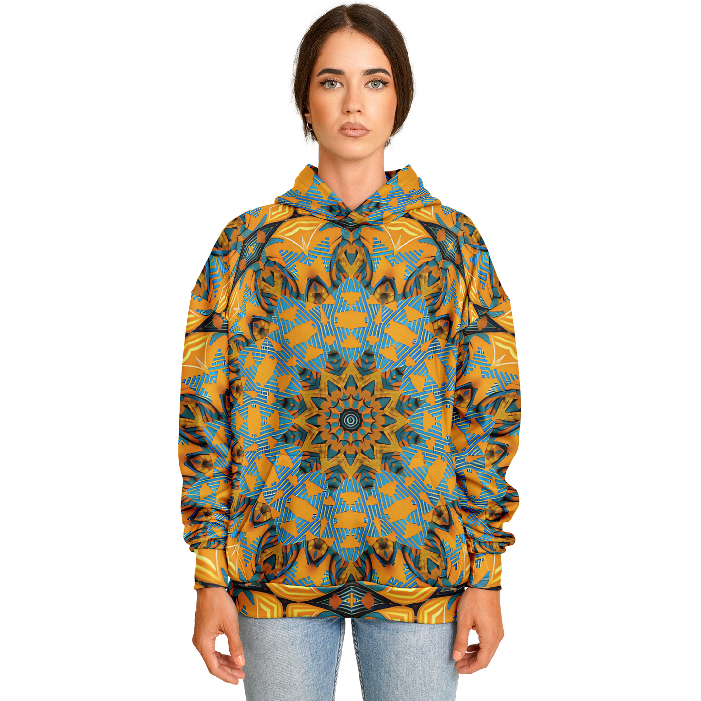 Women's Boho Mosaic Patterned Heavyweight Oversized Hoodie
