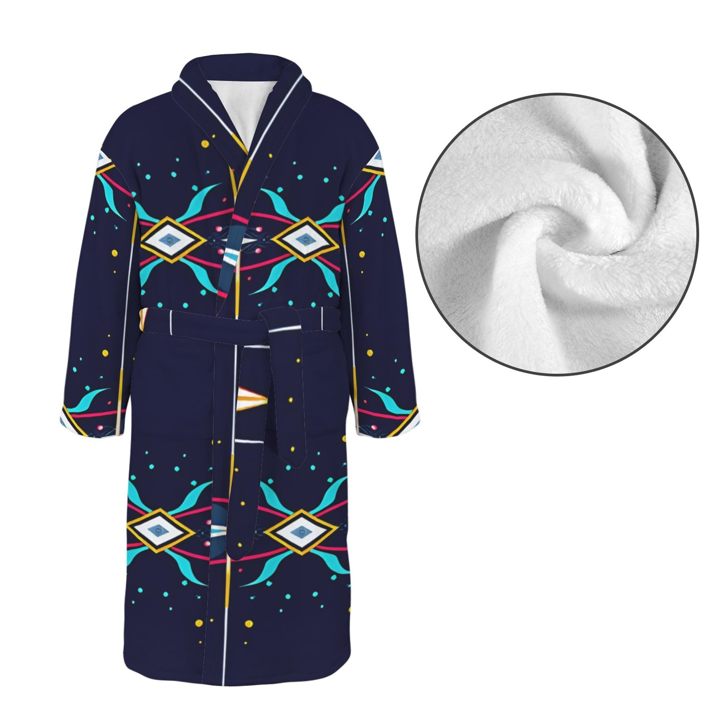 Men's Abstract Neon Geometry Pattern All Over Print Men's Belted Sleep Robe