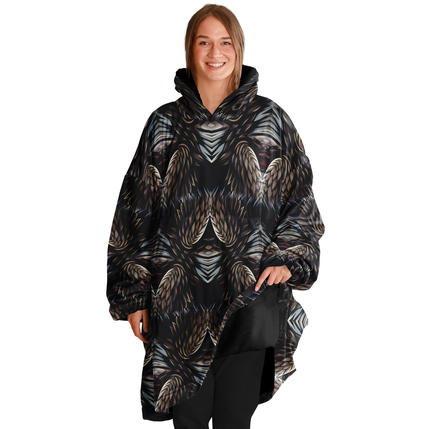 Women's Abstract Dark Kaleidoscope Pattern All Over Print Snug Hoodie