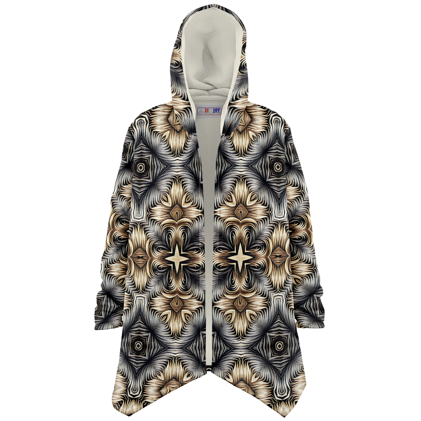 Women's Neutral Geometric Floral Pattern All Over print Microfleece Cloak