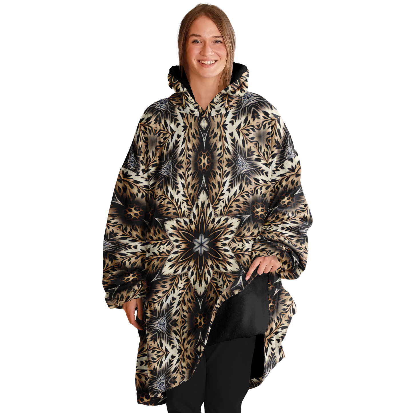 Women's Leopard Kaleidoscope Pattern All-Over Print Snug Hoodie