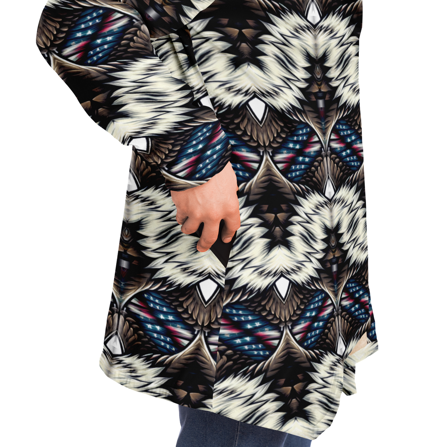 Men's Geometric Tribal Pattern All Over Print Microfleece Cloak