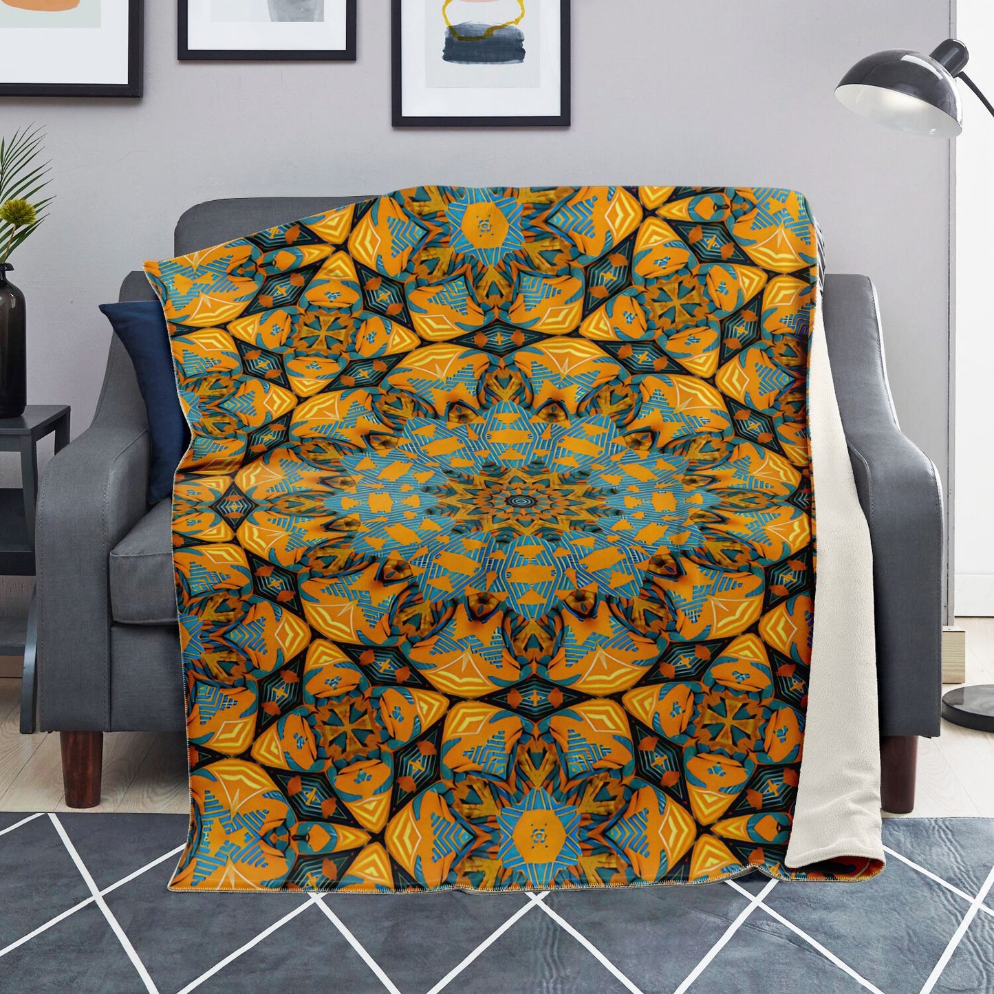 Blanket - Boho Mosaic Patterned Premium Microfleece Blanket