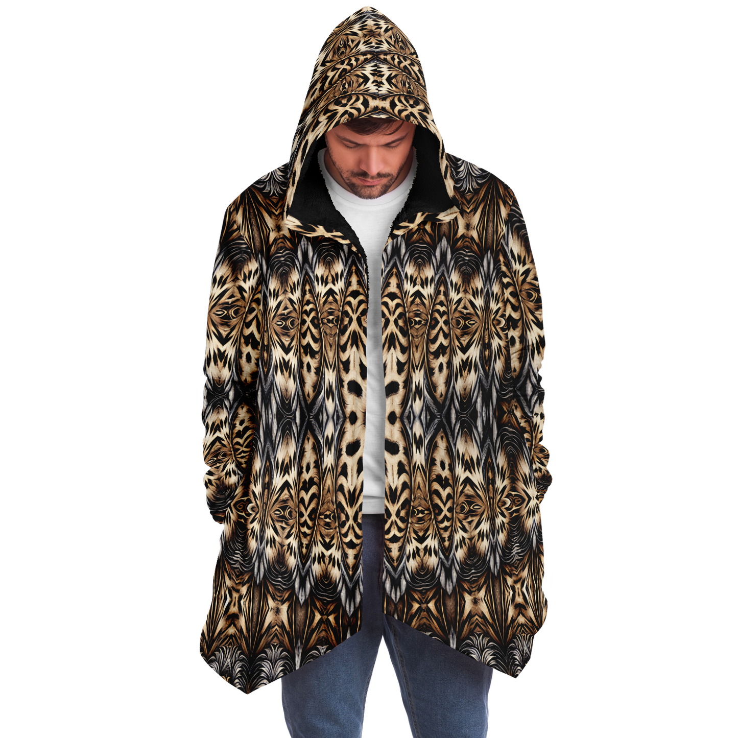 Men's Leopard Trendy Geometric Pattern All-Over Print Microfleece Cloak
