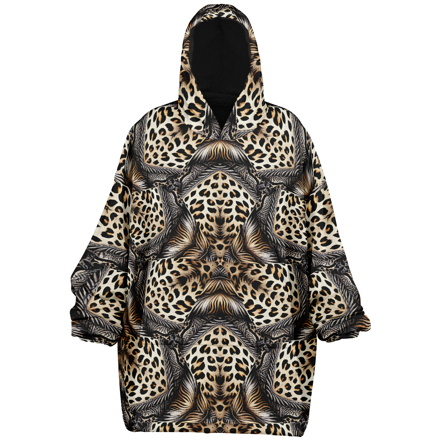 Women's Kaleidoscope Leopard  Pattern All-Over Print Snug Hoodie Snug Hoodie