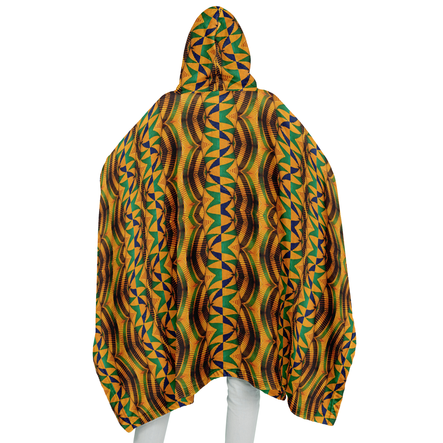 Women's African Kente Geometric Pattern All-Over Print Flannel Blanket Poncho
