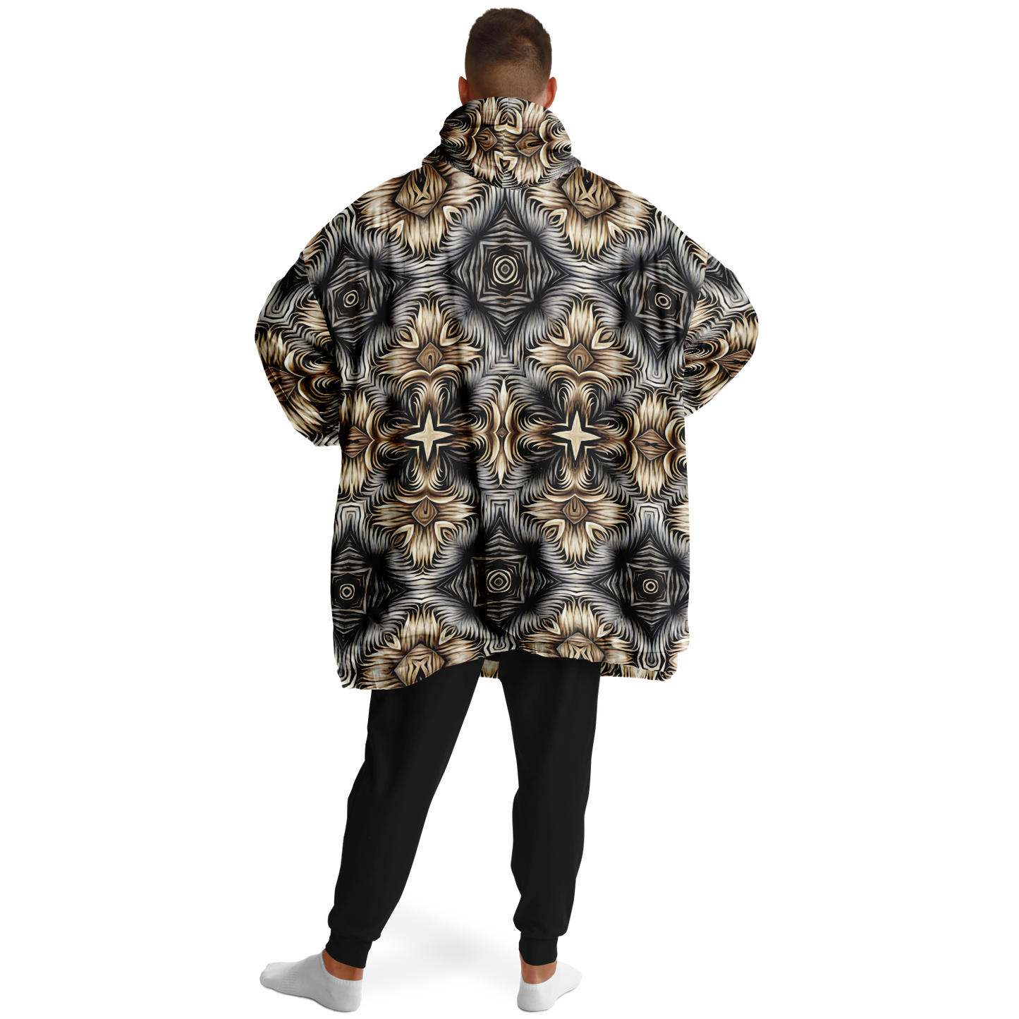 Men's Neutral Geometric Floral Pattern All Over print Snug Hoodie