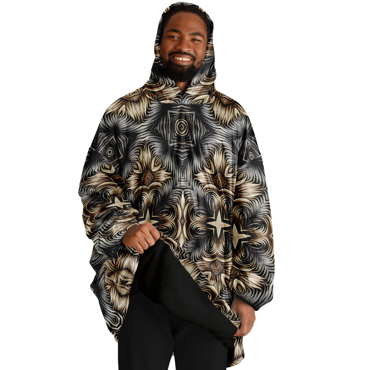 Men's Neutral Geometric Floral Pattern All Over print Snug Hoodie