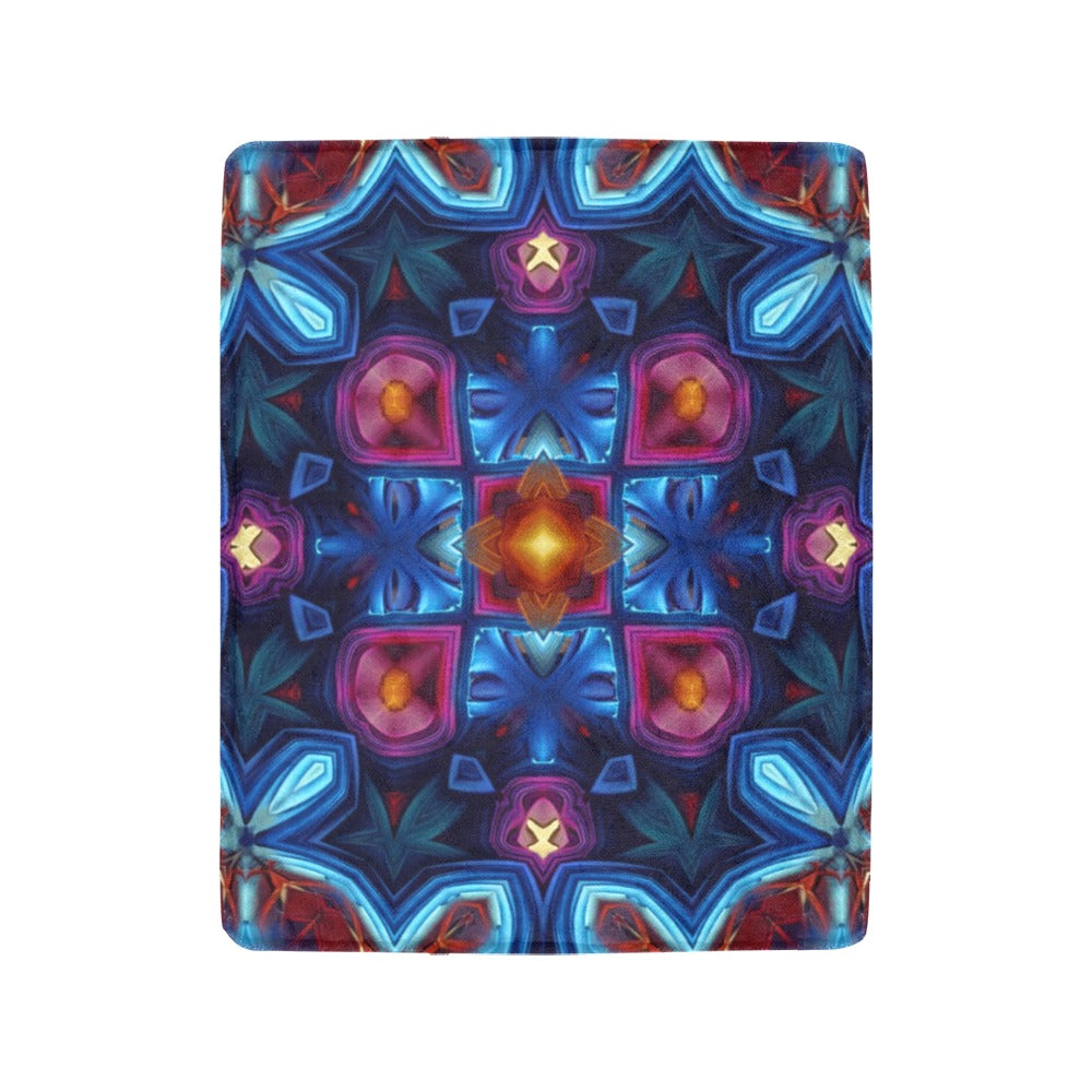 Blue & Red Kaleidoscope Pattern All Over Print Ultra-Soft Micro Fleece Blanket 40"x50"