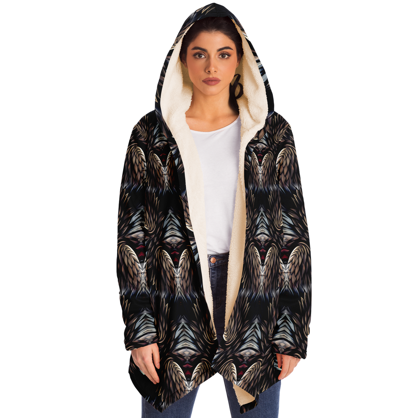 Women's Abstract Dark Kaleidoscope Pattern All Over Print Microfleece Cloak