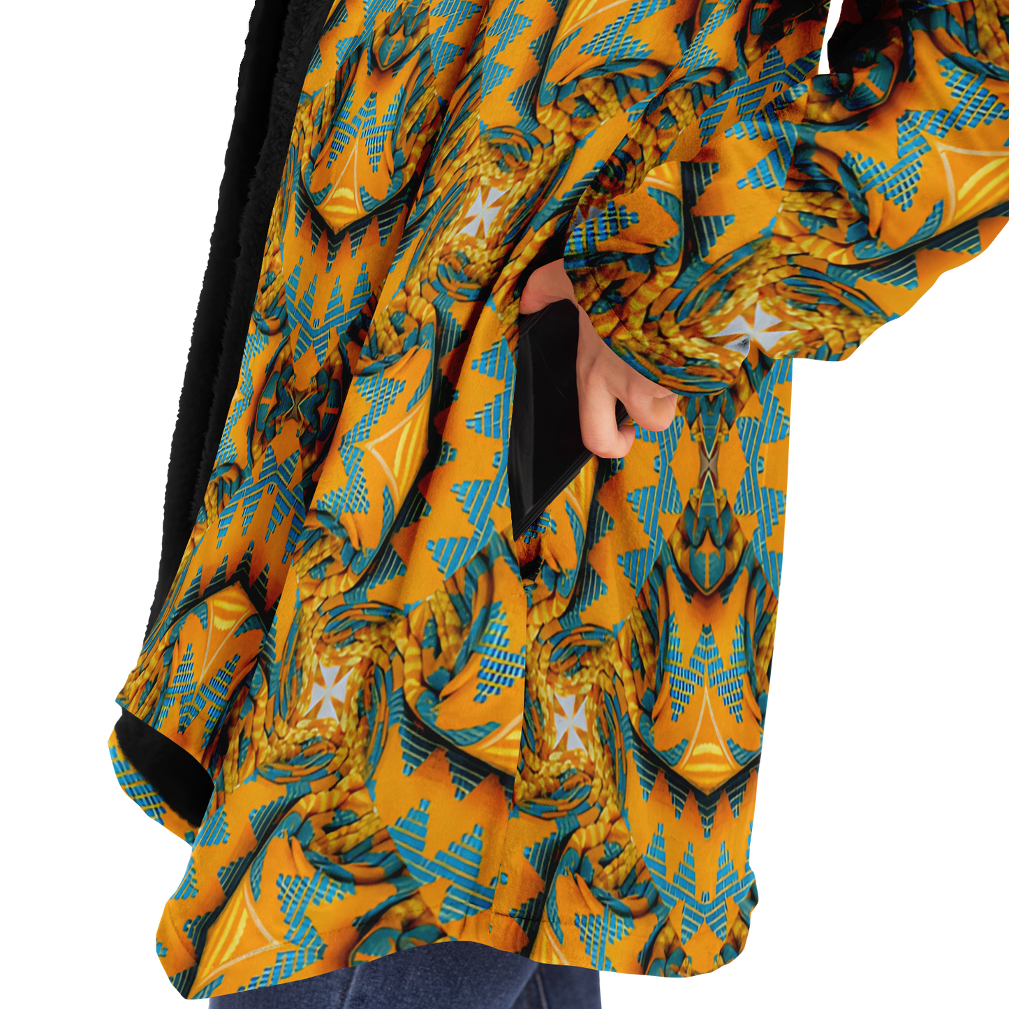 Women's Golden Kaleidoscope Pattern Microfleece Cloak