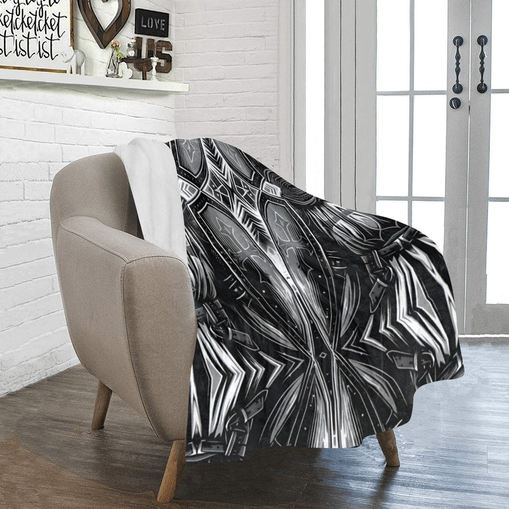 Monochrome Gothic Kaleidoscope Pattern All Over Print Ultra-Soft Micro Fleece Blanket 40"x50"