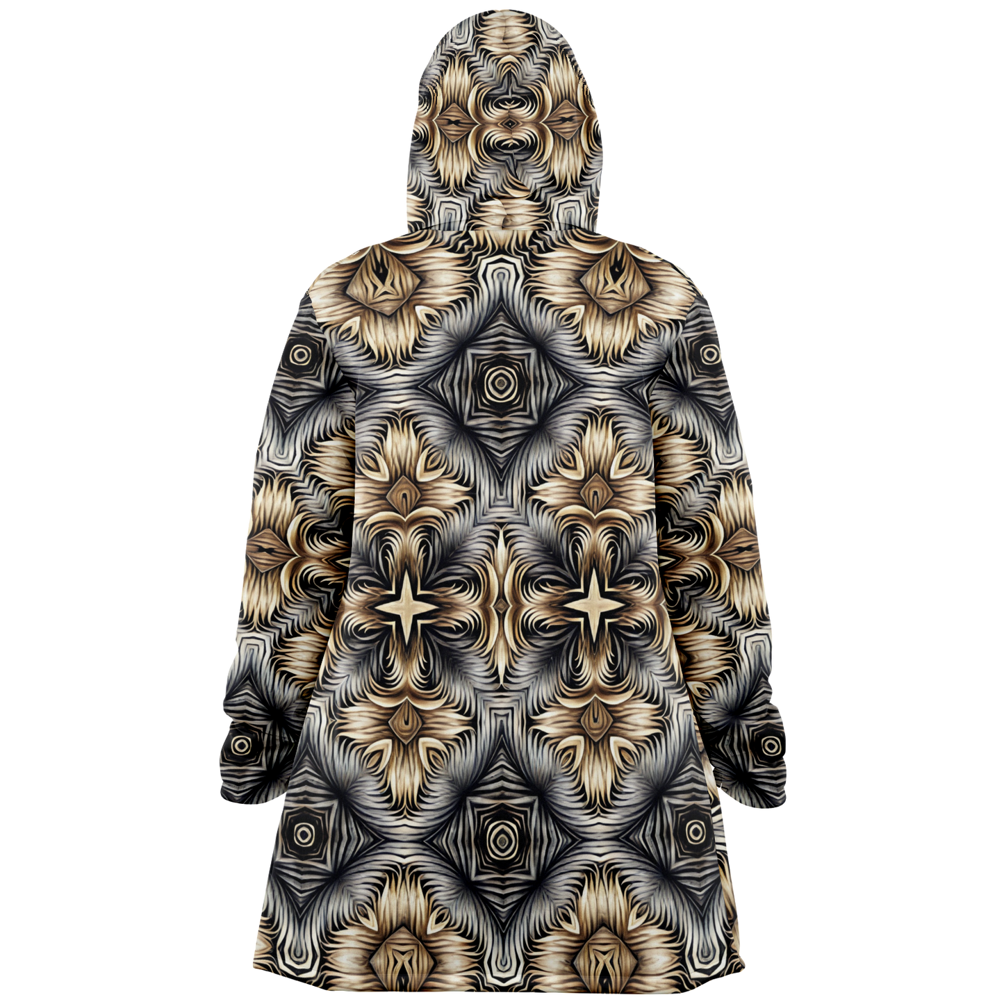 Women's Neutral Geometric Floral Pattern All Over print Microfleece Cloak