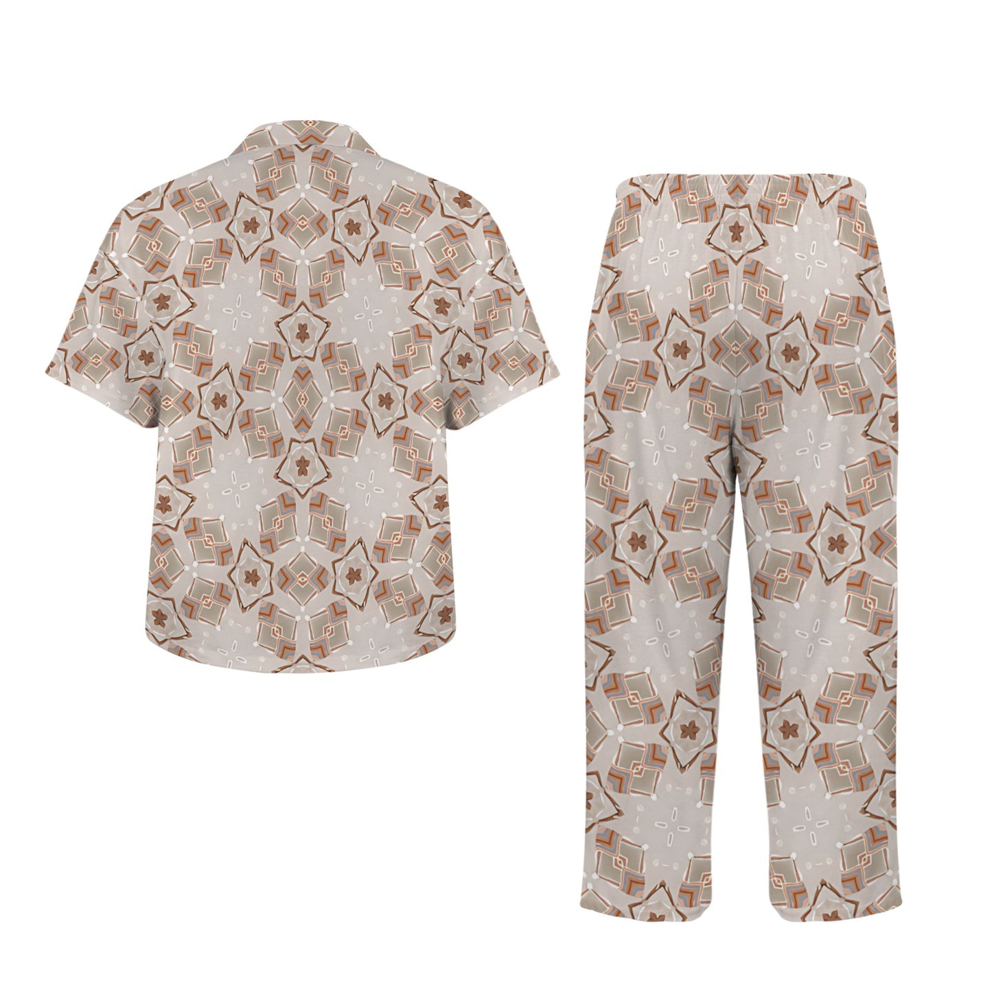 Women's Neutral Calico Floral Pattern All-Over Print V-Neck Pajama Set