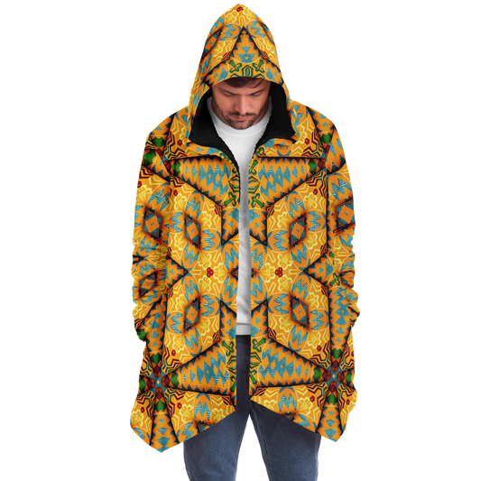 Men's Golden Geometric Mosaic Pattern Microfleece Cloak
