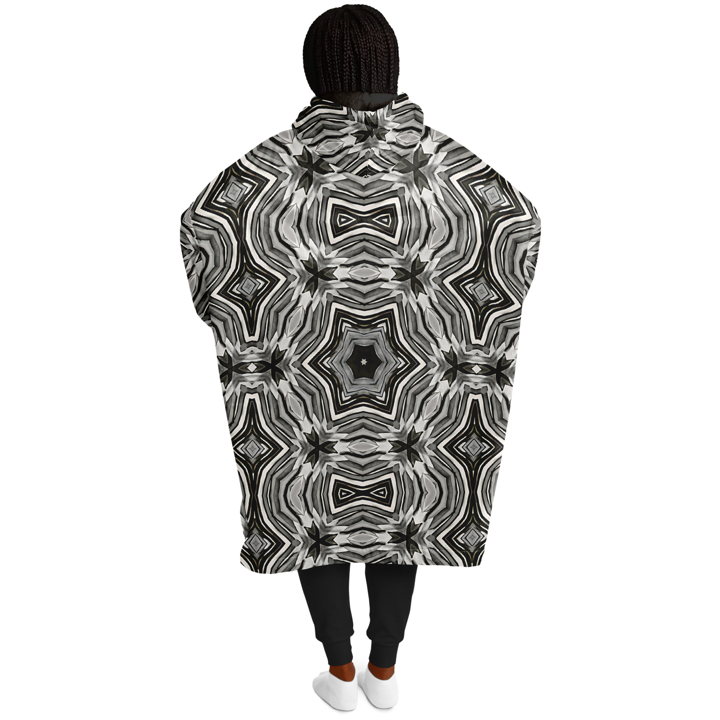 Women's Monochrome Kaleidoscope Pattern Snug Hoodie