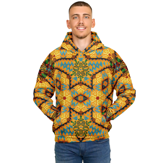 Men's Golden Geometric Mosaic Pattern Heavyweight Oversized Hoodie