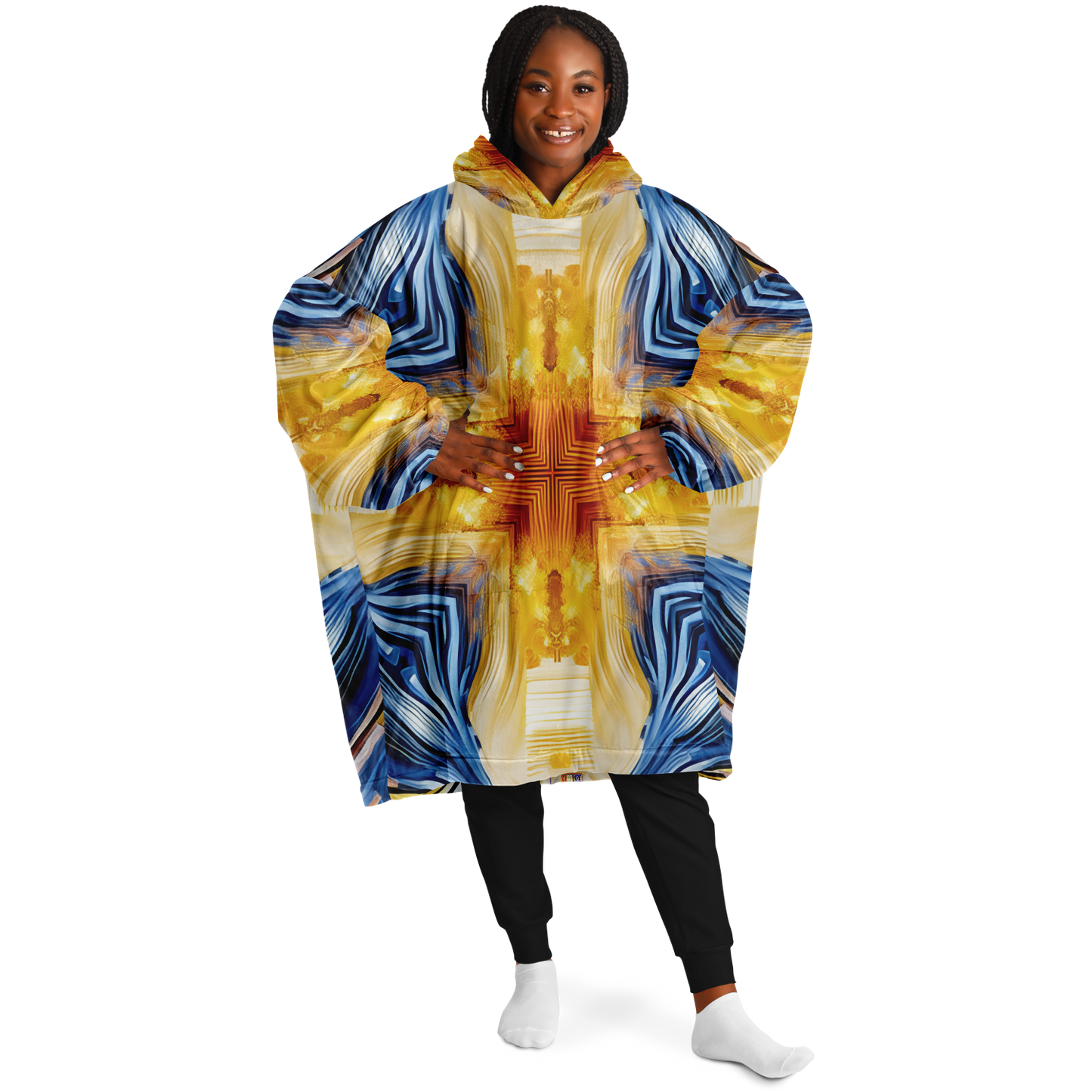 Women’s Bright Orange & Blue Abstract All Over Print Snug Hoodie