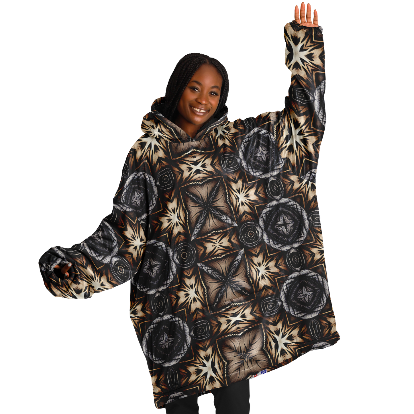 Women's Geometric Kaleidoscope Brown Pattern All Over Print Snug Hoodie