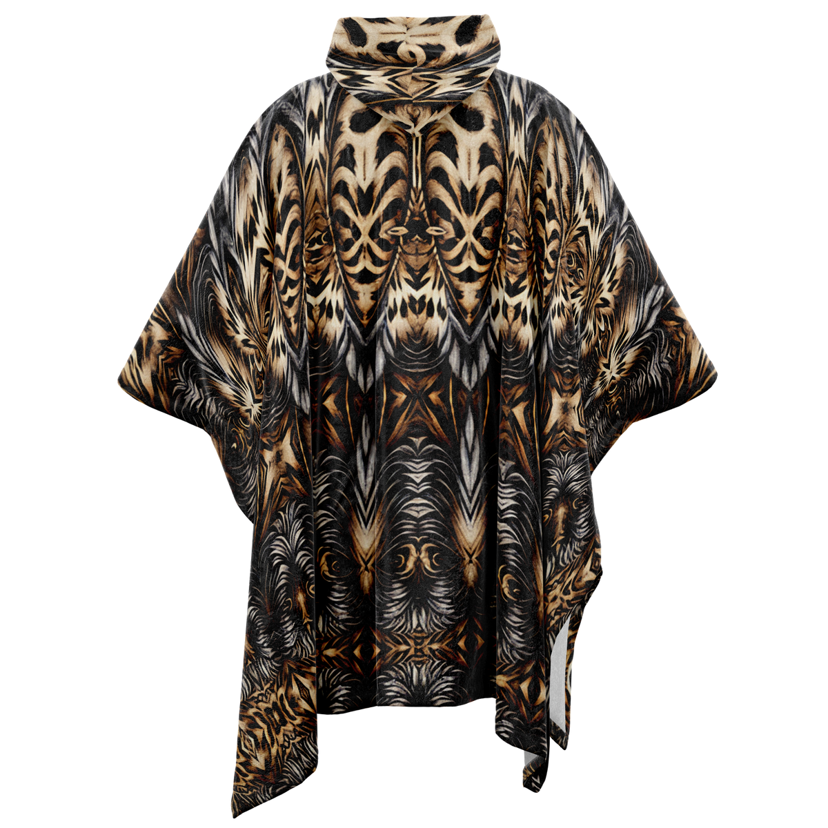 Women's Leopard Trendy Geometric Pattern All-Over Print Flannel Blanket Poncho