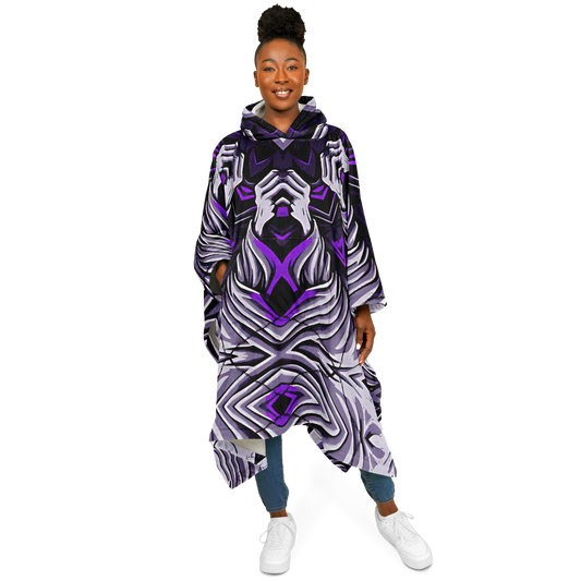 Women's Kaleidoscope Purple Pattern Flannel Blanket Poncho