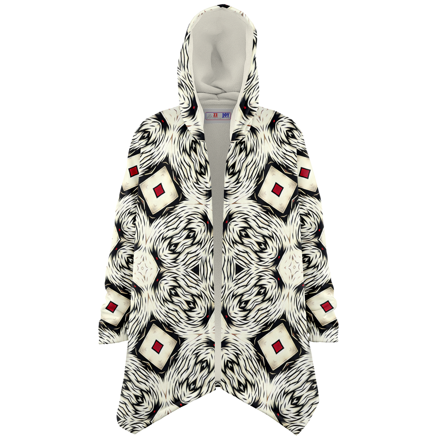 Men's Black & White Abstract Pattern All Over print Microfleece Cloak