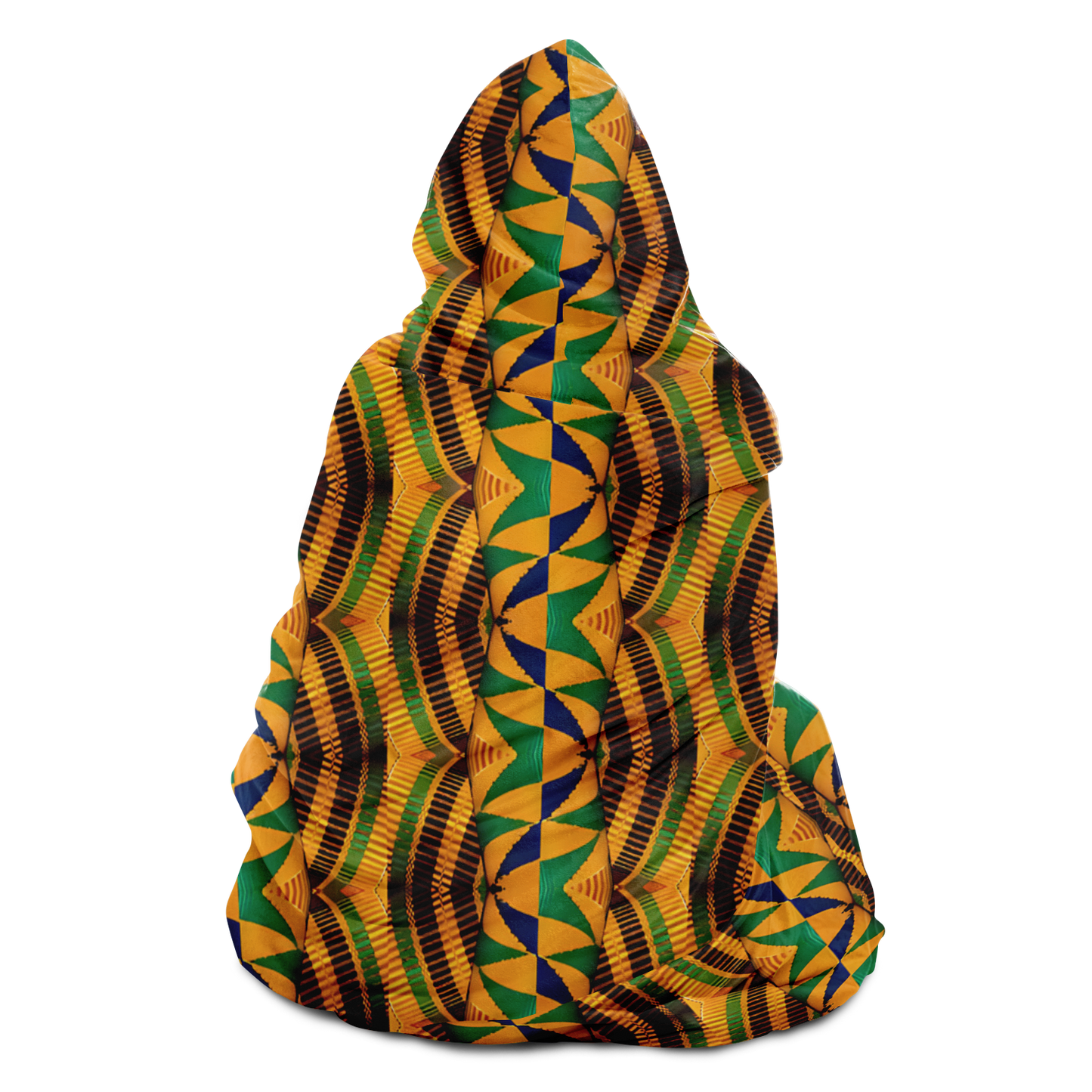 Women's African Kente Geometric Pattern All-Over Print Hooded Blanket Micro Fleece
