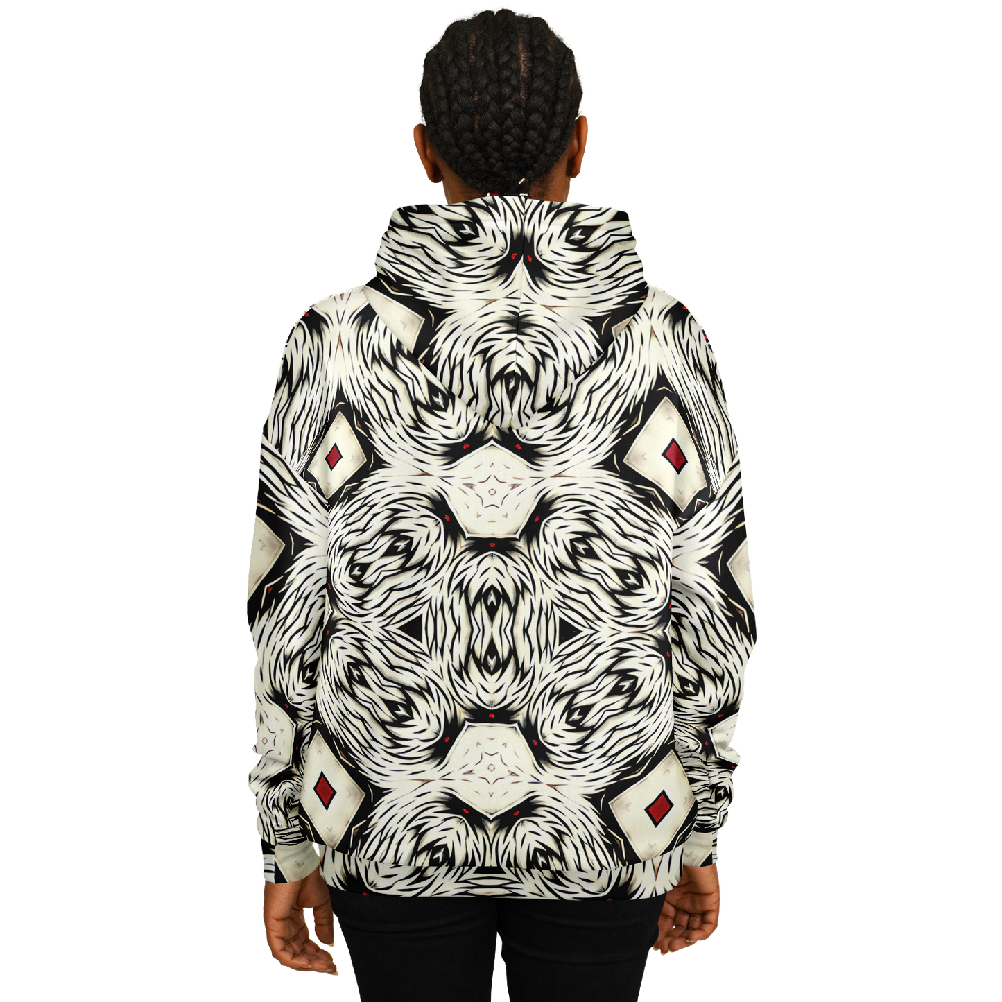 Women's Black & White Abstract Pattern All Over print Heavyweight Oversized Hoodie