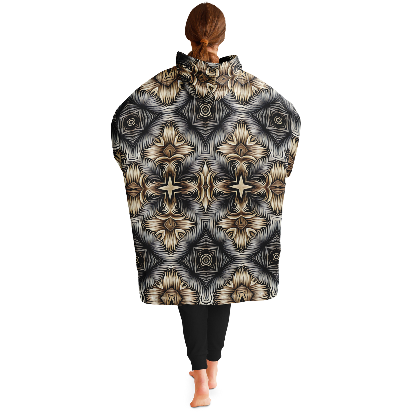 Women's Neutral Geometric Floral Pattern All Over print Snug Hoodie