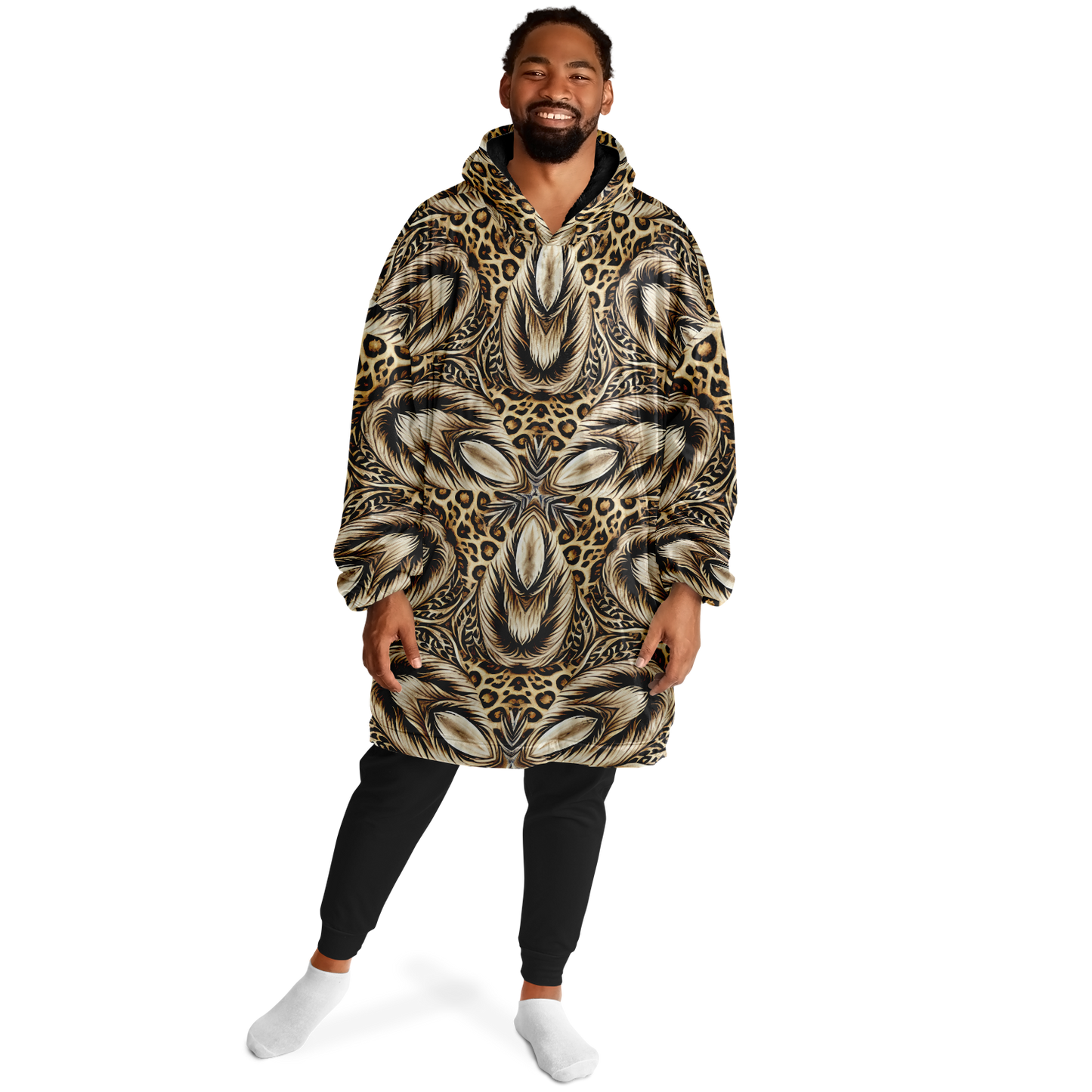 Men's Leopard Kaleidoscope Pattern All-Over Print Snug Hoodie