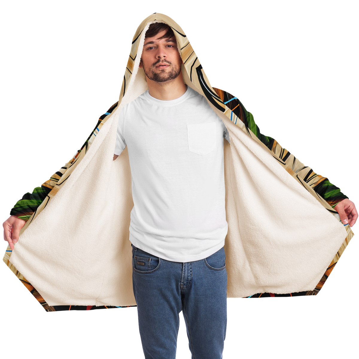 Men's Geometric Kaleidoscope Pattern Design All Over Print Microfleece Cloak