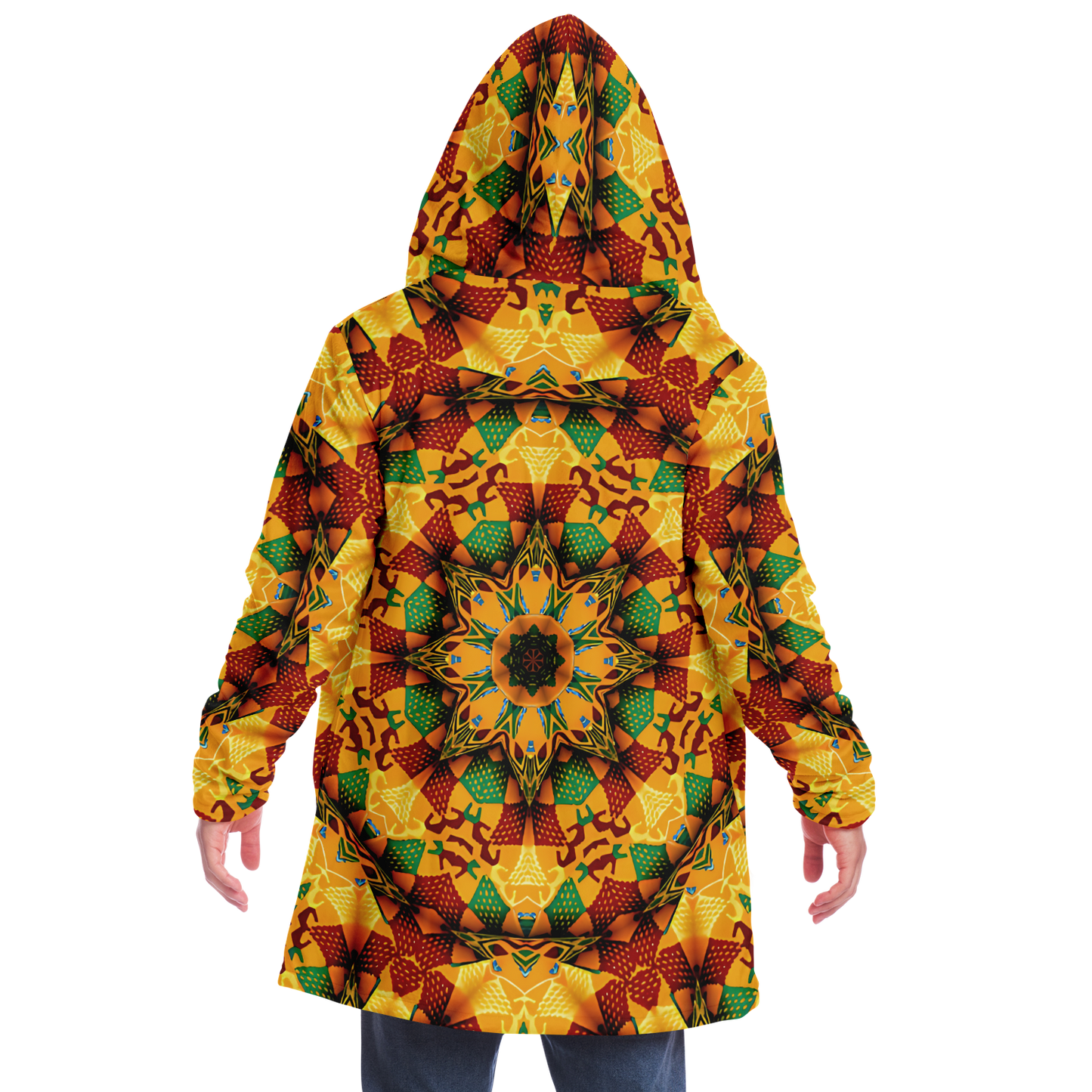 Men's Autumn Kaleidoscope Floral Pattern Microfleece Cloak