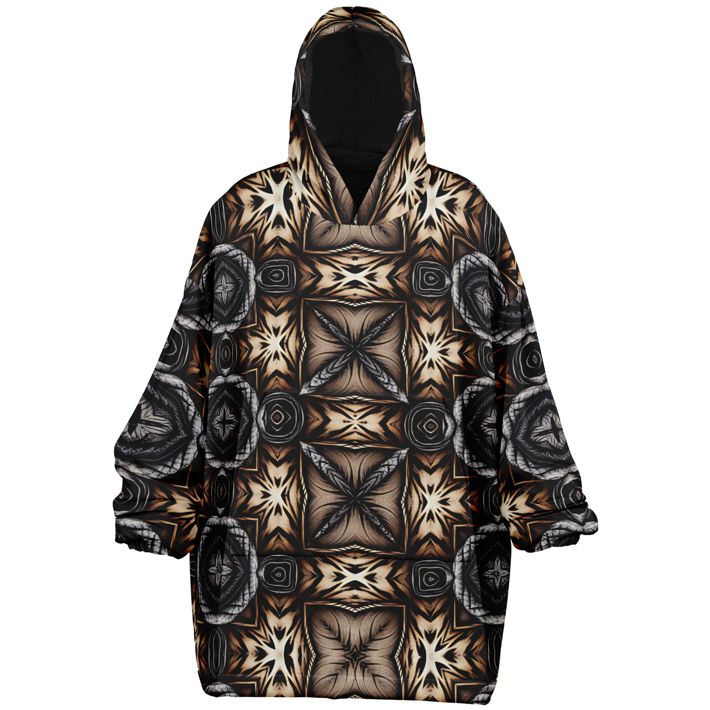Women's Geometric Kaleidoscope Brown Pattern All Over Print Snug Hoodie