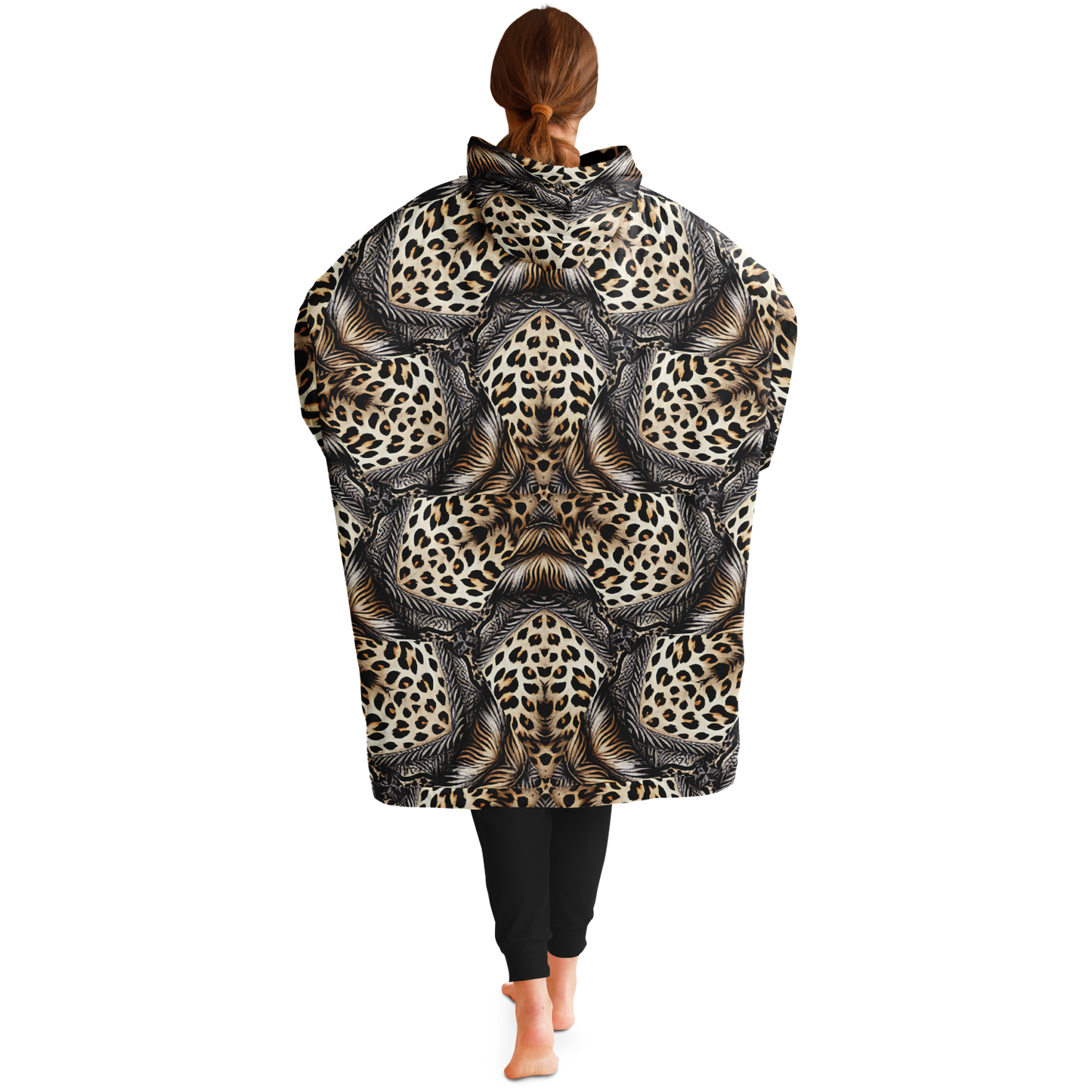 Women's Kaleidoscope Leopard  Pattern All-Over Print Snug Hoodie Snug Hoodie