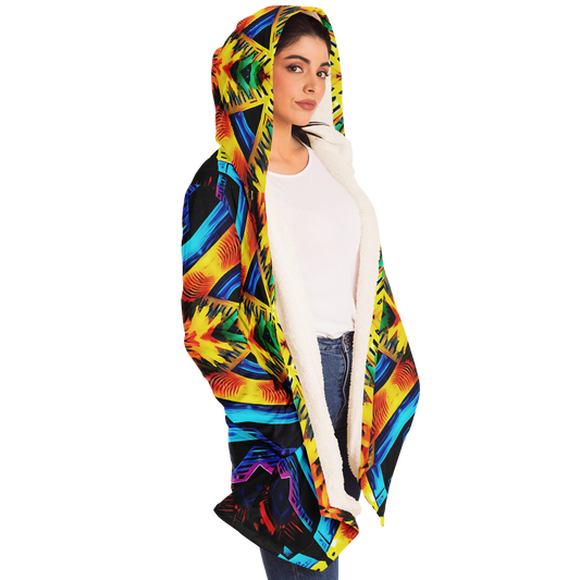 Women's Vibrant Kaleidoscope Tribal Pattern Design All Over Print Microfleece Cloak
