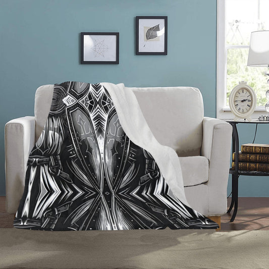 Monochrome Gothic Kaleidoscope Pattern All Over Print Ultra-Soft Micro Fleece Blanket 40"x50"