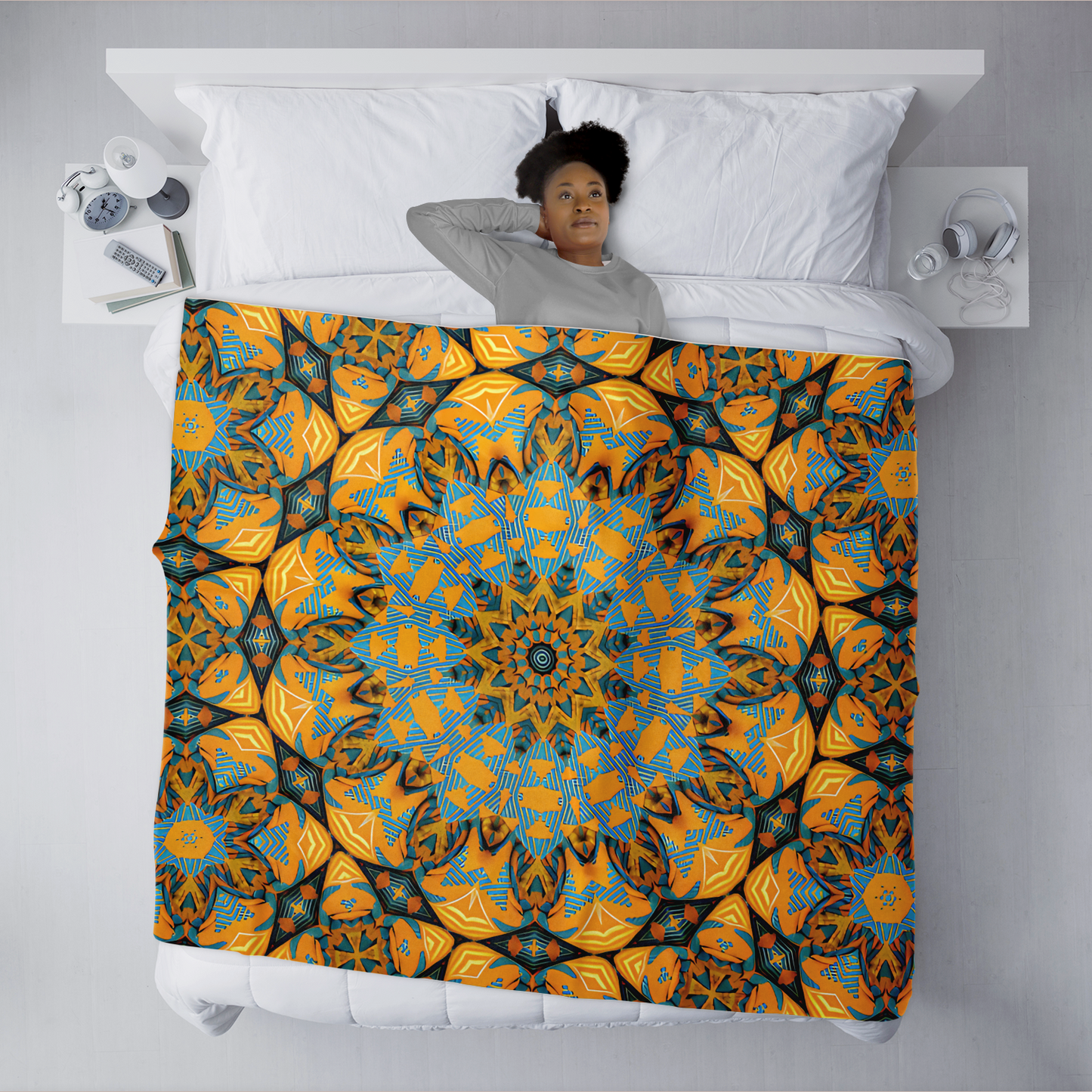 Blanket- Boho Mosaic Patterned Freeform Blanket