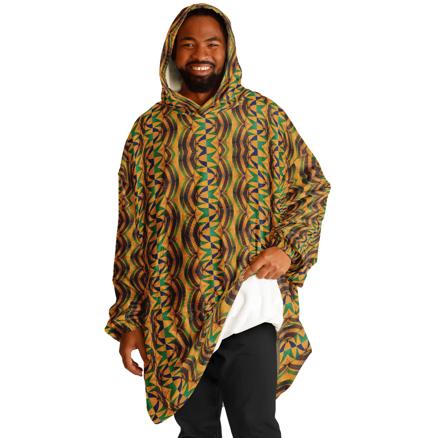 Men's African Kente Geometric Pattern All-Over Print Snug Hoodie Economy
