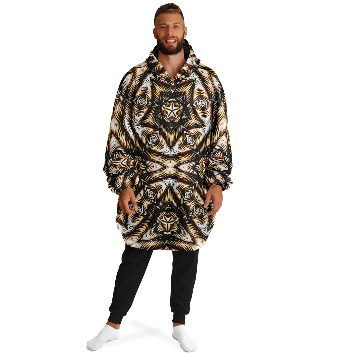 Men's Geometric Pattern All-Over Print Snug Hoodie