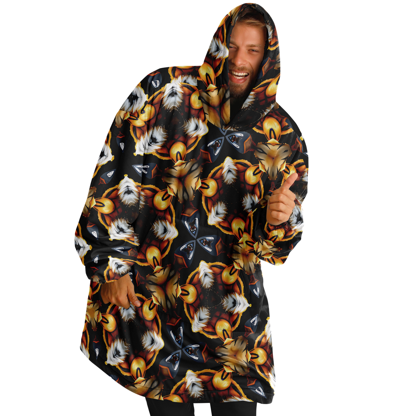 Men's Golden Kaleidoscope Pattern Snug Hoodie