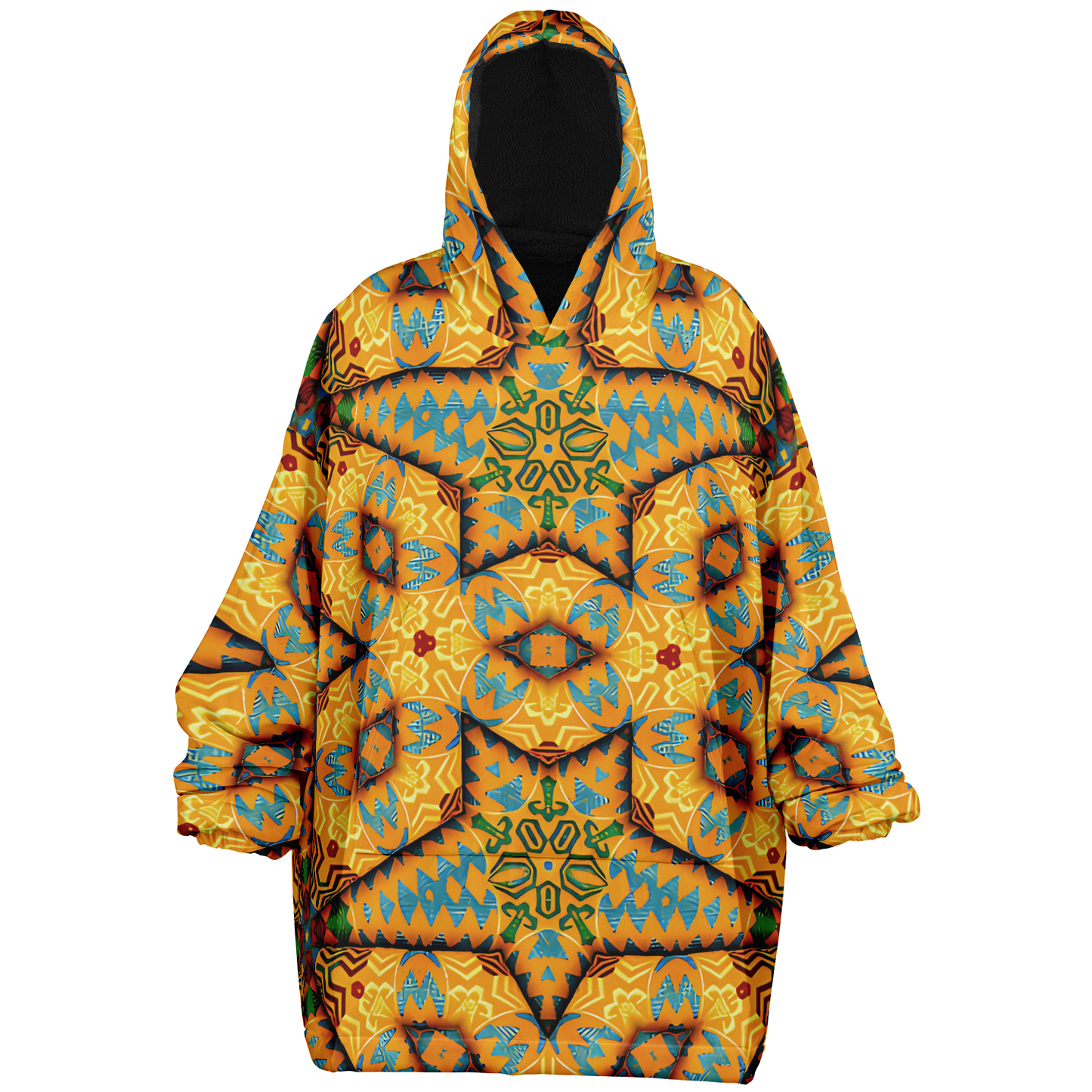 Women's Golden Geometric Mosaic Pattern Snug Hoodie