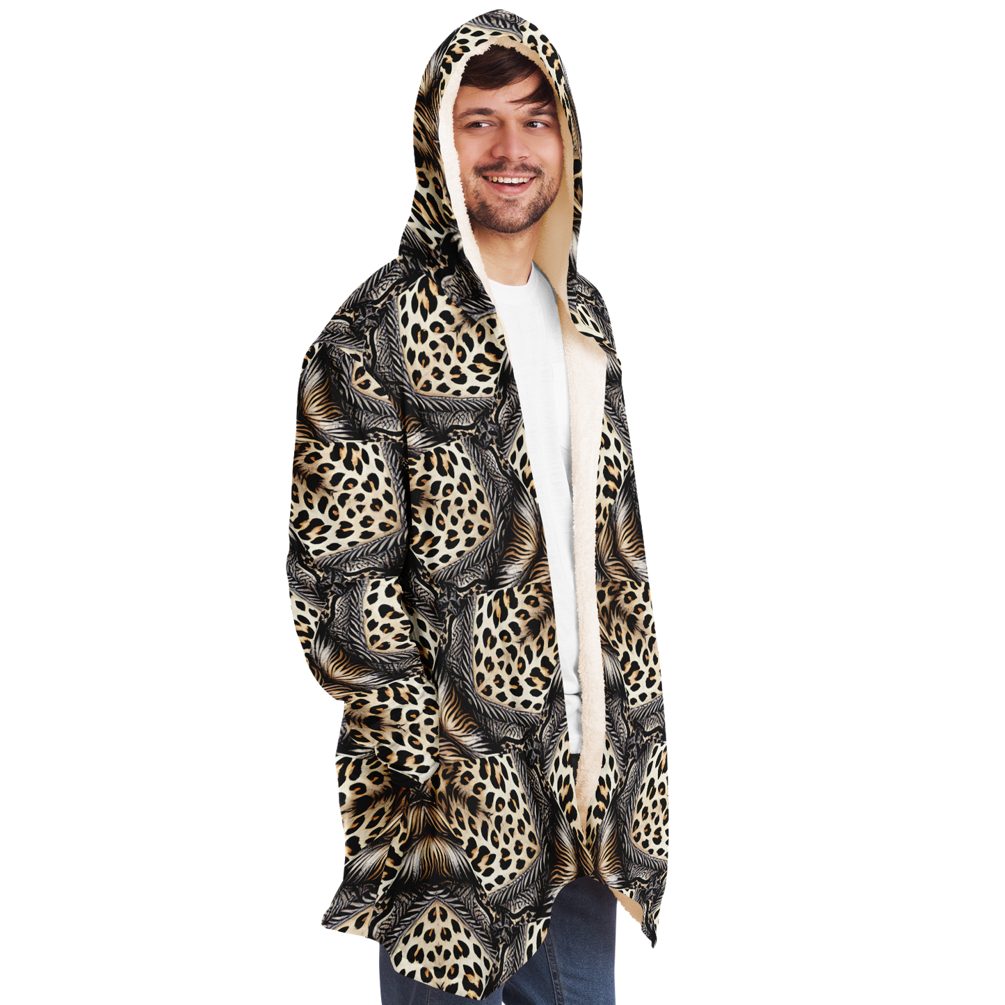 Men's Kaleidoscope Leopard Pattern All-Over Print Microfleece Cloak