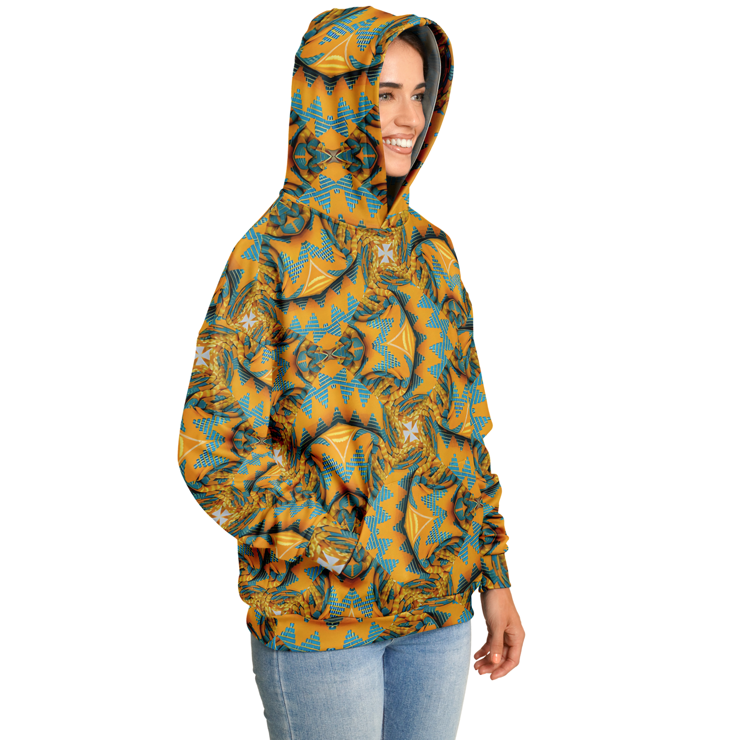 Women's Golden Kaleidoscope Pattern Heavyweight Oversized Hoodie